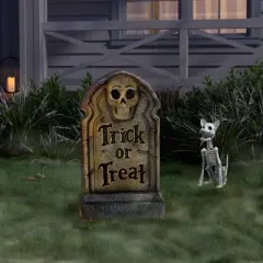 21" 'Trick or Treat' Lit Plastic Tombstones Halloween Decorative Prop Gray - Hyde and EEK! Boutique&trade;