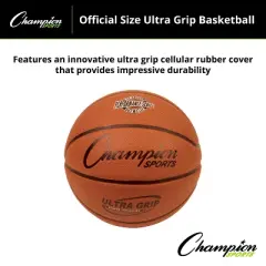 Champion Sports Ultra Grip Rubber Basketball with Bladder, Official Size 7