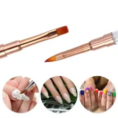 Unique Bargains Double Ended Nail Art Brush Gel Polish Nail Art Design Pen Painting Brush Tools for Home DIY Manicure Rose Gold Tone