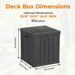 BI&SEA 50 Gallon Waterproof Deck Box-159,Lockable Resin Storage Box for Patio Furniture Cushions Garden Tools and Outdoor Delivery Storage