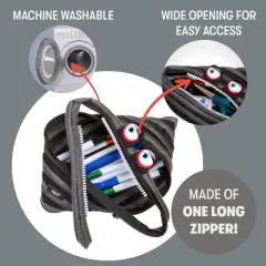 ZIPIT Wildlings Large Pencil Case, Black Pencil Pouch