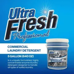 Ultra Fresh&reg; Professional&trade; Commercial Laundry Detergent, 5 Gallons &ndash; Liquid with Easy Dispensing Pump for All Machine Types, up to 640 Loads