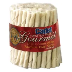Cadet 5 Inch x 78mm Rawhide Twisty Sticks (100 Pack)