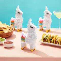 Juvale 3 Pack of Mini Llama Pinatas for Birthday Celebration, Cinco de Mayo Fiesta Decorations, Animal-Themed Party Supplies, 4.9 x 2.1 x 10.2 In