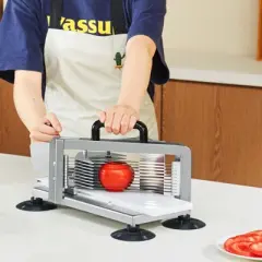 VEVOR Commercial Tomato Slicer, 1/4 inch Tomato Cutter Slicer, Stainless Steel Heavy Duty Tomato Slicer Machine, Manual Tomato Slicer