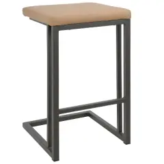 Set of 2 Roman Industrial Counter Height Barstool Gray/Camel - LumiSource