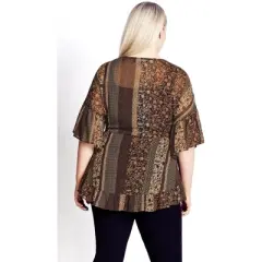 Women's Plus Size Harlow Frill Tunic - brown | ARNA YORK