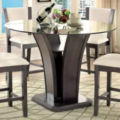 HOMES: Inside + Out Wright II Beveled Glass Round Counter Height Table - Gray
