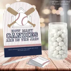 Big Dot of Happiness Batter Up - Baseball - How Many Candies Baby Shower or Birthday Party Game - 1 Stand and 40 Cards - Candy Guessing Game