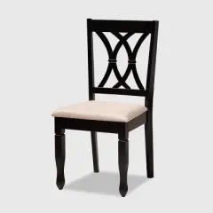 7pc Reneau Upholstered Wood Dining Set Sand Brown/Espresso - Baxton Studio