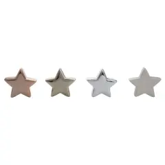 Transpac Ceramic Star Decor Set of 4 Christmas Home Decorations Clay Decorative Objects for Holiday Cheer