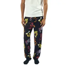 Five Nights At Freddy's Neon Character Heads Men's Black Sleep Pajama Pants