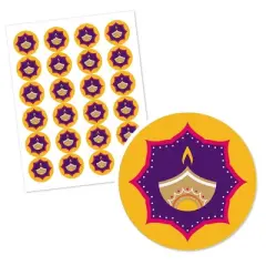 Big Dot of Happiness Happy Diwali - Festival of Lights Party Circle Sticker Labels - 24 Count