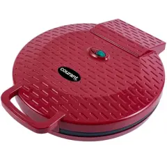 Courant 12 Inch Red Electronic Pizza Maker, Griddle and Oven with Food Board Included