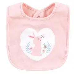 Hudson Baby Infant Girl Cotton Bibs, Sweet Bunny, One Size