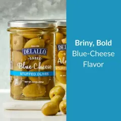 DeLallo Blue Cheese-Stuffed Green Olives, 9.9 oz Jar, (6 Pack)