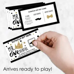 Big Dot of Happiness 1st Birthday Little Mr. Onederful - Boy First Birthday Party Game Scratch Off Cards - 22 Count