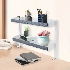 YIYIBYUS Clamp-on Desk Shelf, 2-Tier Shelving with Adjustable Storage Tray
