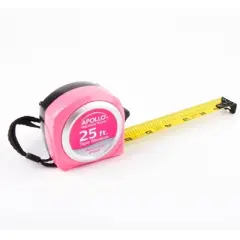 Apollo Tools 25' DT5002P Tape Measure Pink: 25ft Plastic Ruler, Small Measuring Tool, Lifetime Warranty
