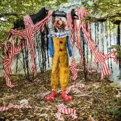 5 Ft. Animated Light-Up Twitching Clown Halloween Decoration