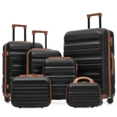 Lyngins 6-Piece Family Hardside Luggage Set &ndash; 12" +14" +16" +20" Carry on Luggage, 24" +28" Spinner Suitcases, ABS Lightweight Durable Build
