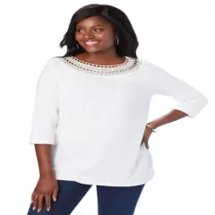 Jessica London Women&rsquo;s Plus Size Crochet Boatneck