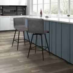 Adams Faux Leather Swivel Counter Height Barstool Gray - Ink+Ivy