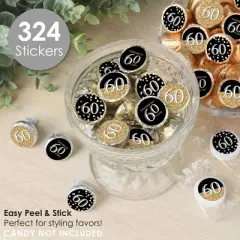 Big Dot of Happiness Adult 60th Birthday - Gold - Birthday Party Small Round Candy Stickers - Party Favor Labels - 324 Count