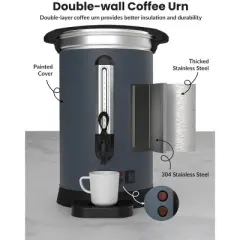 Acekool Commercial Coffee Urn &ndash; 8L Double-Wall Insulated Stainless Steel Coffee Maker for Weddings, Catering & Large Gatherings