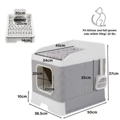 Artloge Jumbo 2 In 1 Enclosed Self Cleaning Cat Litter Box Kitten Tray Toilet Cabinet with Litter Scoop & Cushion Mat for Kittens Furniture