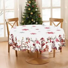 LOVEVOOK Christmas Tablecloth, Snowman Tablecloth, Snowflake Table Cloths Stain Resistant Dining Table Cover for Holiday Decor