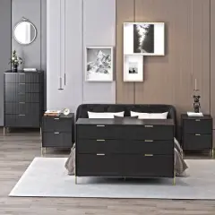 Festivo 4pc Modern Elegance Bedremm Chest and 6 Drawer Dresser and 2 Drawer Nightstands Set