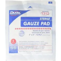 Dukal Sterile Gauze Pads 12 Ply, 3X3" Pad, 100 Count