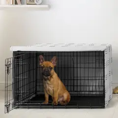 Sweet Jojo Designs Dog Crate Kennel Cover 30in. Boho Hatch White and Black