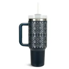 Elanze Designs Vintage Floral Damask Wallpaper Pattern 40 oz. Stainless Steel, Large Water Bottle Coffee Mug, Spill & Leak Resistant, Thermal Travel