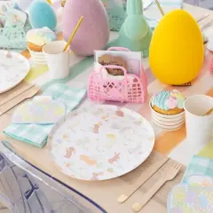 Daydream Society - Bunnies In The Garden Large Round Plates - Pack of 8 Paper Plates