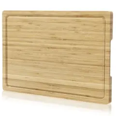 Bamboo Wood Cutting Board for Kitchen, 18"x12" Large Chopping Board, Wooden Cheese Charcuterie Board, with Side Handles and Juice Grooves
