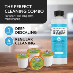 Impresa Descaler Solution and Cleaning Kit Bundle Pack - Includes 1 Bottle of 8 oz Coffee Descaler and 4 Cleaning Pods