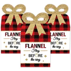 Big Dot of Happiness Flannel Fling Before The Ring - Square Favor Gift Boxes - Buffalo Plaid Bachelorette Party Bow Boxes - Set of 12