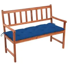 vidaXL Outdoor Patio Bench Wooden Garden Bench with Cushion Solid Wood Acacia - Blue 47.2" x 19.7" x 2.8"