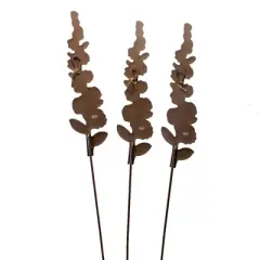 Home & Garden 32.0" Hollyhocks Set/3 Wil;Dflowers Round Top Collection  -  Decorative Garden Stakes