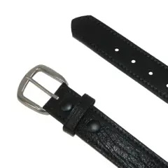 Boston Leather Men's Big & Tall Bison Leather Belt with Removable Buckle