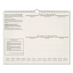 Recycled Wall Calendar, Unruled Blocks, 15 x 12, Sand/Green Sheets, 12-Month (Jan to Dec): 2026