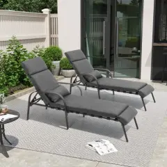 Crestlive Products Chaise Lounge Chair Outdoor with Cushion & Pillow Adjustable 5 Position Pool Recliner