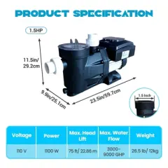 Pool Pump Pumps Above Ground Drain Cover Water Solar 2hp Tarpaulin Swimming Motor Variable Speed 1.5 Hp Pond Small Booster Horsepower Filter Pools