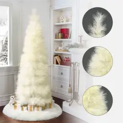 LuxenHome 6Ft Holiday Slim Artificial Pampas Grass Tree in Natural Ivory Beige