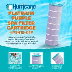 Hurricane HF9419-01P Platinum Purple Spa Filter Cartridge for PAP200, Unicel C-9419, Filbur FC-0688, Pentair Clean & Clear 200, Predator 200