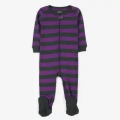 Leveret Matching Family Pajamas &ndash; Purple & Dark Gray Stripes &ndash; 100% Cotton &ndash; Customizable for Personalization