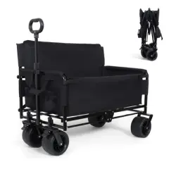 NAYSAYE Wagon 3-in-1 Convertible Folding Utility Cart with Bench Seat for Outdoor Adventures, 37"*24.02"*40.94"