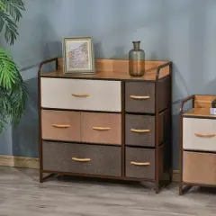 NicBex 7 Drawers Dresser for Bedroom,Fabric Dresser with Wooden Platform,Dressers for Kids Room,Living Room,Entry and Hallway,Brown